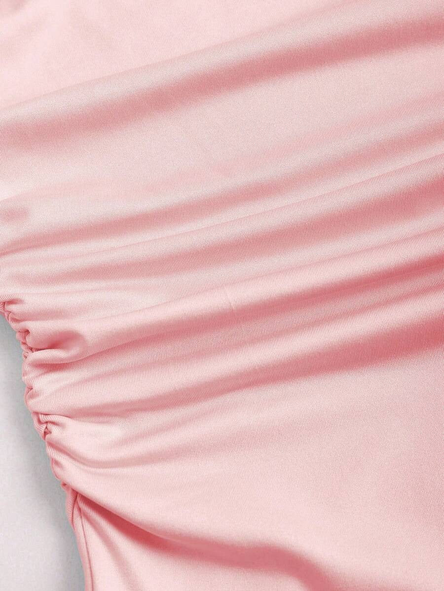 SHEIN Sweetra  فستان طويل بدون أكمام بلون وردي و قصة ناعمة