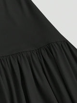 SHEIN Sweetra فستان أسود طويل مطوي عند الياقة بدون أكمام