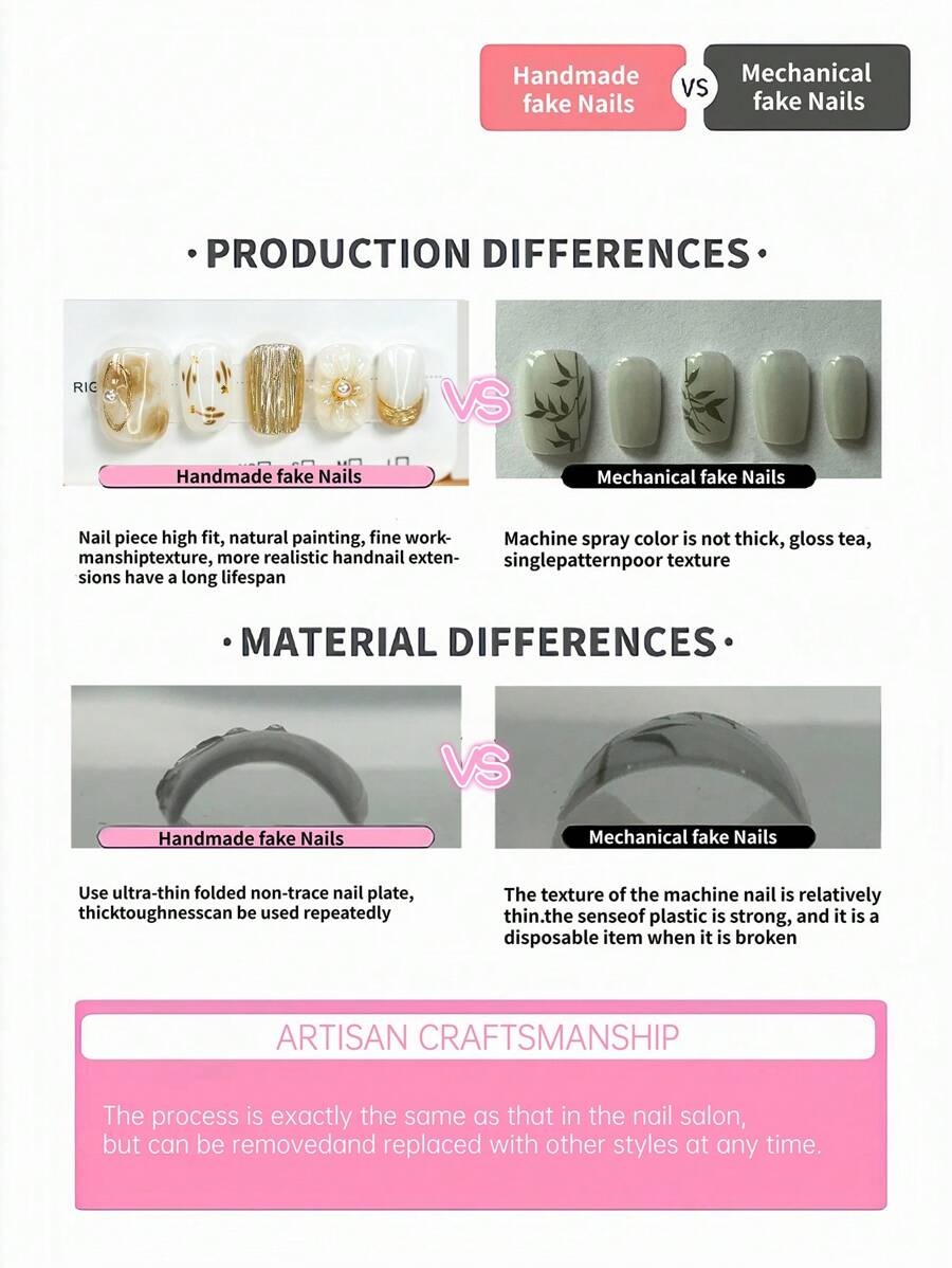 SHEIN YINZIJIA مجموعة أظافر 10 قطع بشكل لوز قابلة للضغط