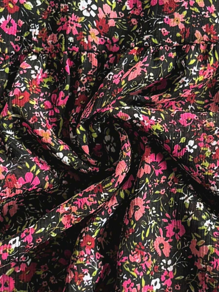 SHEIN Soleia فستان شيفون بخصر مجمع أنيق
