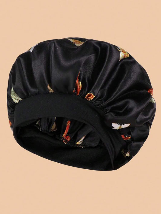 SHEIN غطاء رأس اسود أنيق مطبوع بالفراشة