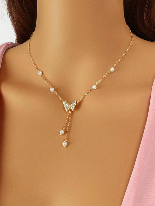 SHEIN قلادة سلسلة ذهبية فرنسية