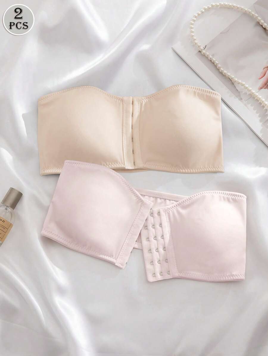 SHEIN طقم 2 حمالات متعددة الألوان بمشبك أمامي وجيوب مبطنة