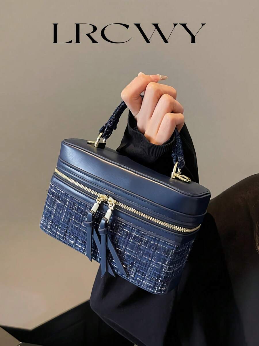 SHEIN حقيبة يد زرقاء مربعة بحزام للكتف