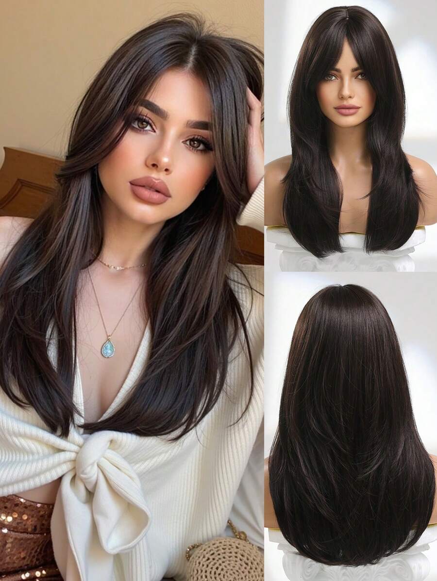 SHEIN باروكة شعر طويل 18 بوصة على شكل فراشة مع غرة