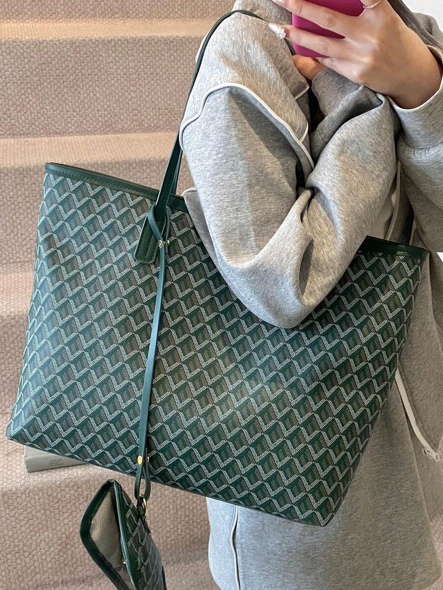 SHEIN SHIMEINI طقم (حقيبة كبيرة+ حقيبة صغيرة) بتصميم حديث