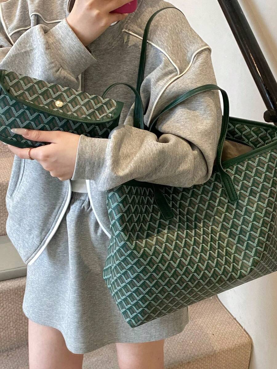 SHEIN SHIMEINI طقم (حقيبة كبيرة+ حقيبة صغيرة) بتصميم حديث
