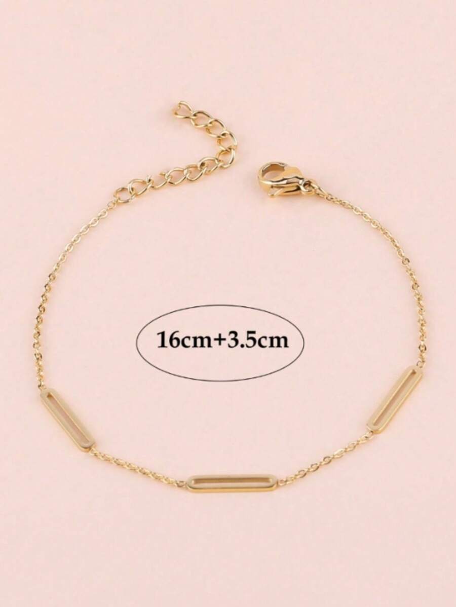 SHEIN سوار كاحل واسع من الفولاذ المقاوم للصدأ قابل للتمديد