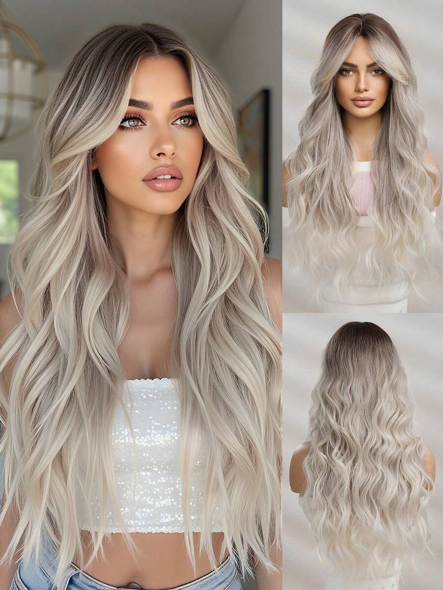 SHEIN باروكة شعر مموج 26 بوصة على شكل فراشة بدون شريط