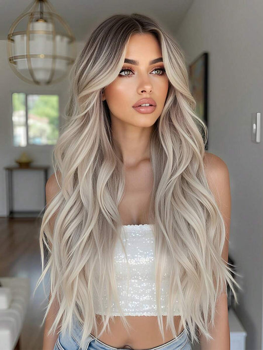 SHEIN باروكة شعر مموج 26 بوصة على شكل فراشة بدون شريط