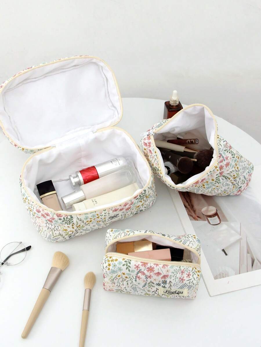 SHEIN حقيبة مكياج محمولة بسحاب للتخزين