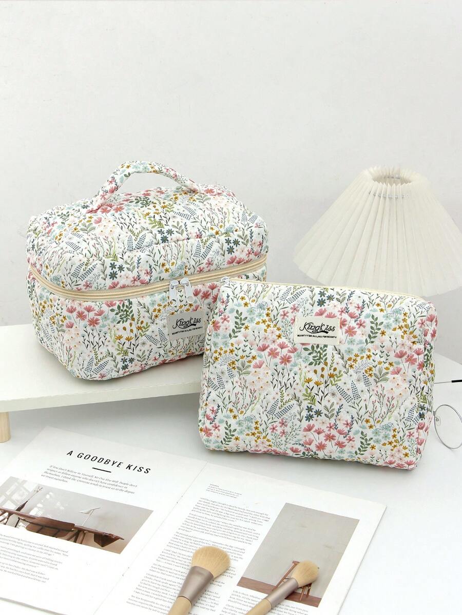 SHEIN حقيبة مكياج محمولة بسحاب للتخزين