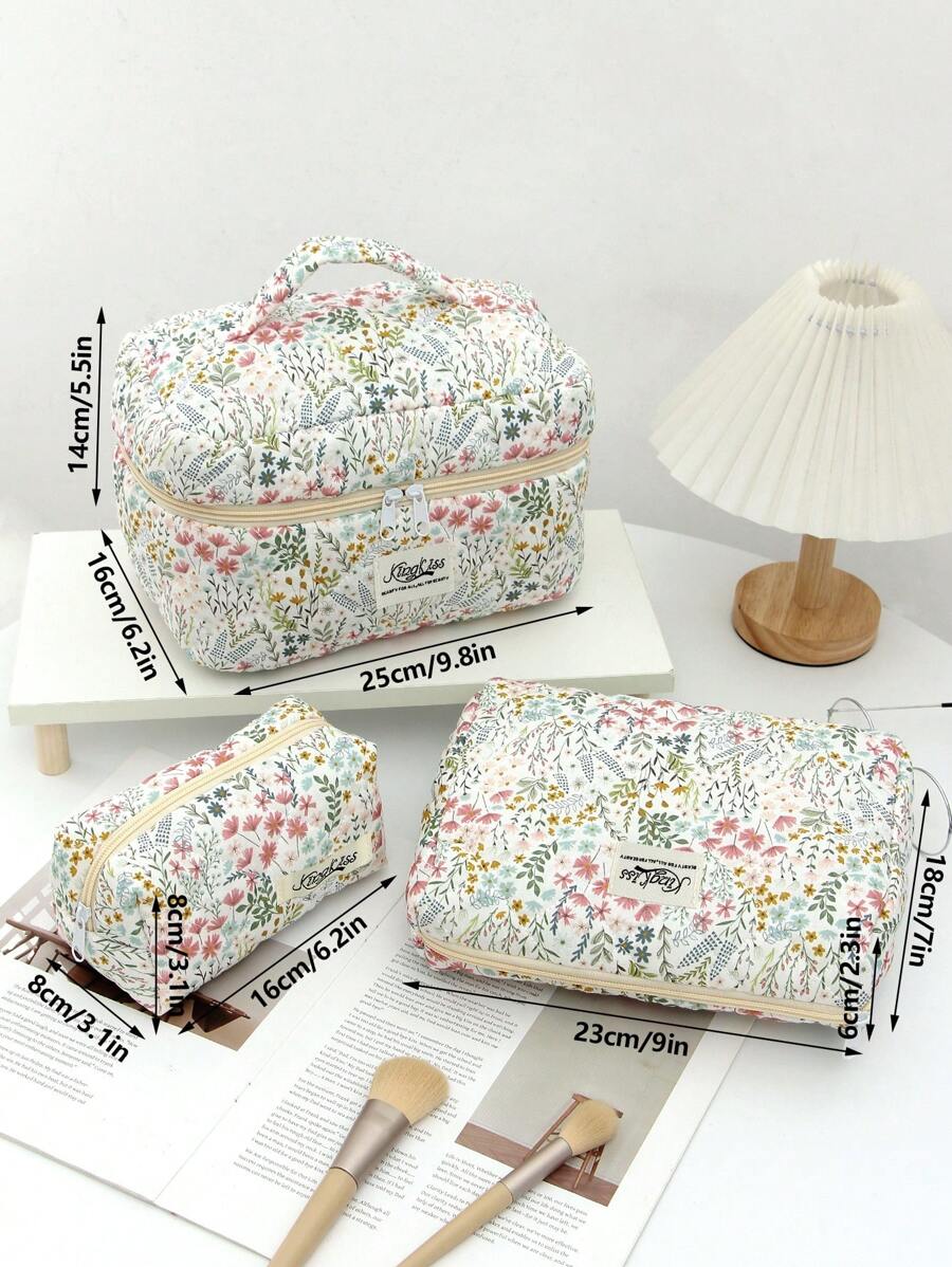 SHEIN حقيبة مكياج محمولة بسحاب للتخزين