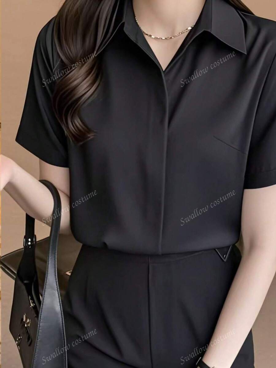 SHEIN قميص نسائي ذو تصميم أنيق وناضج وذو طابع حضري