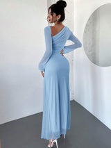 SHEIN Firerie فستان ازرق شفاف بأكمام طويلة
