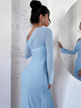 SHEIN Firerie فستان ازرق شفاف بأكمام طويلة