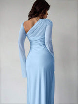 SHEIN Firerie فستان ازرق شفاف بأكمام طويلة