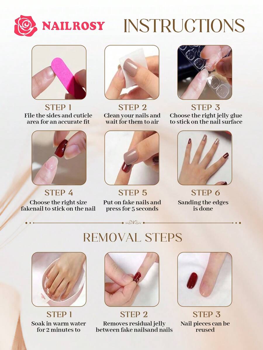 SHEIN nailrosy أظافر 10 قطع بشكل لوزي بتصميم فراشة بتدرج لامع
