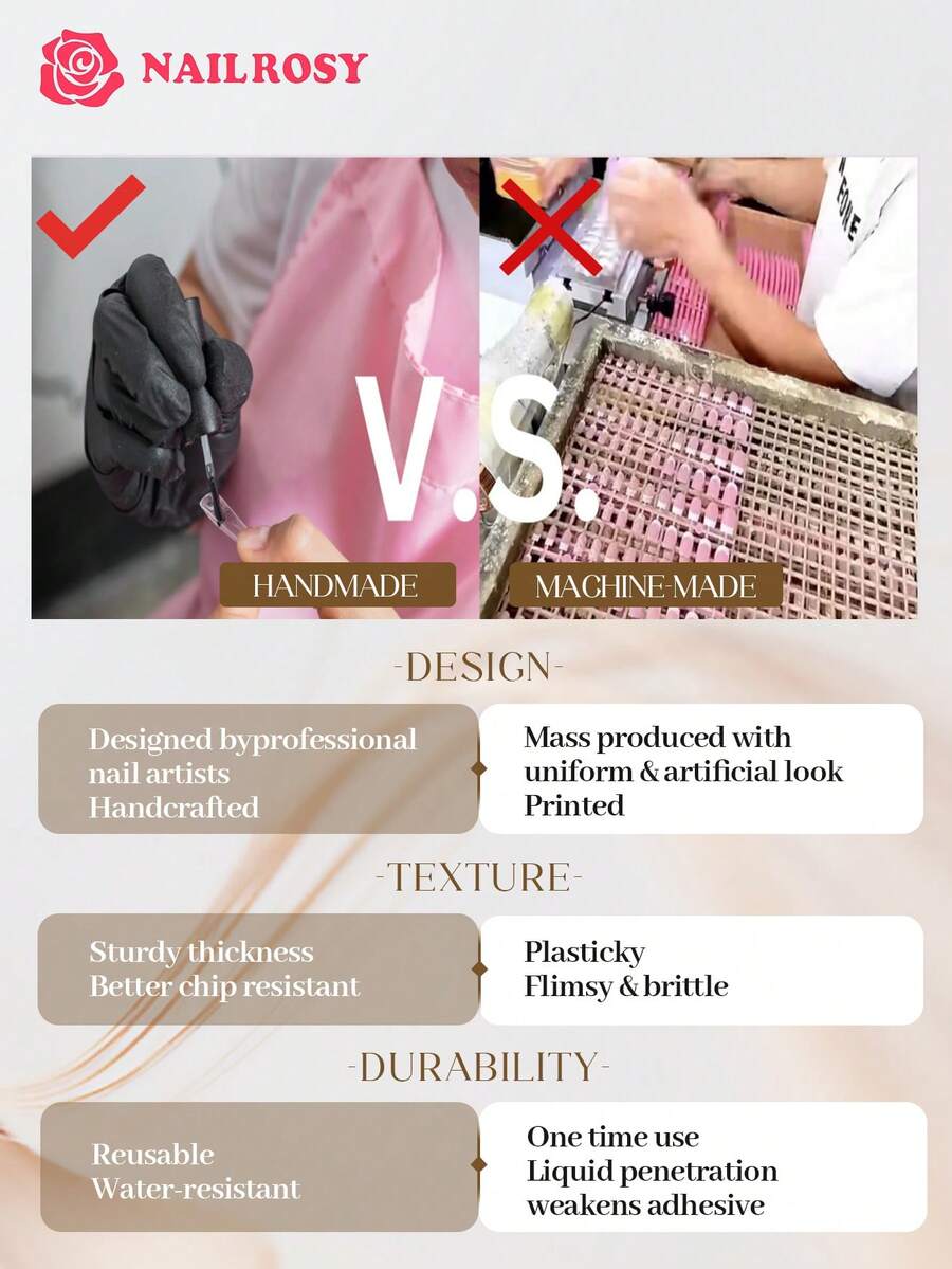 SHEIN nailrosy أظافر 10 قطع بشكل لوزي بتصميم فراشة بتدرج لامع
