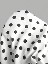 SHEIN MOD فستان سهرة أبيض بطبعة بنقاط بولكا سوداء