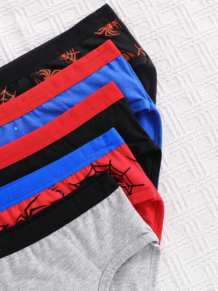 SHEIN طقم 5 سراويل داخلية قطنية أولادي بطبعة عنكبوت