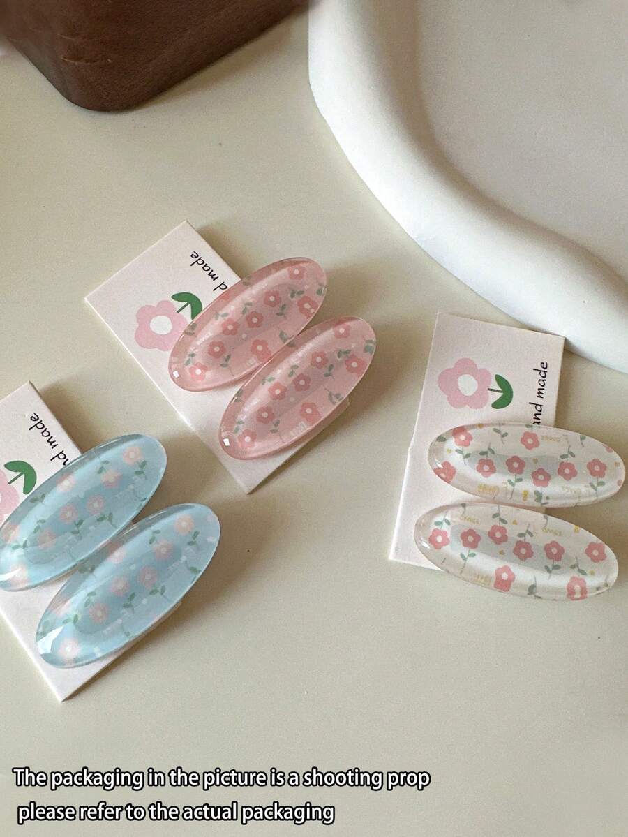 SHEIN طقم 10 قطع مشابك شعر بطبعات زهور صغيرة