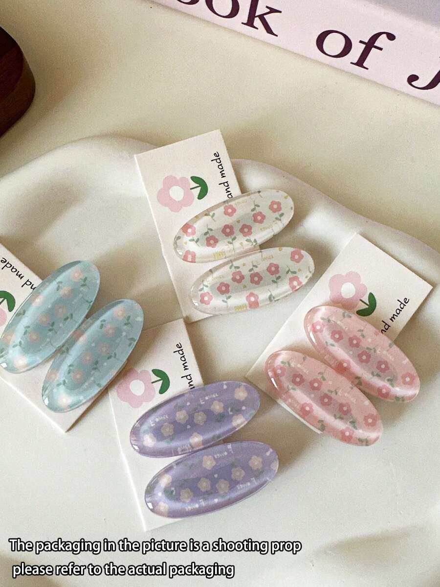 SHEIN طقم 10 قطع مشابك شعر بطبعات زهور صغيرة