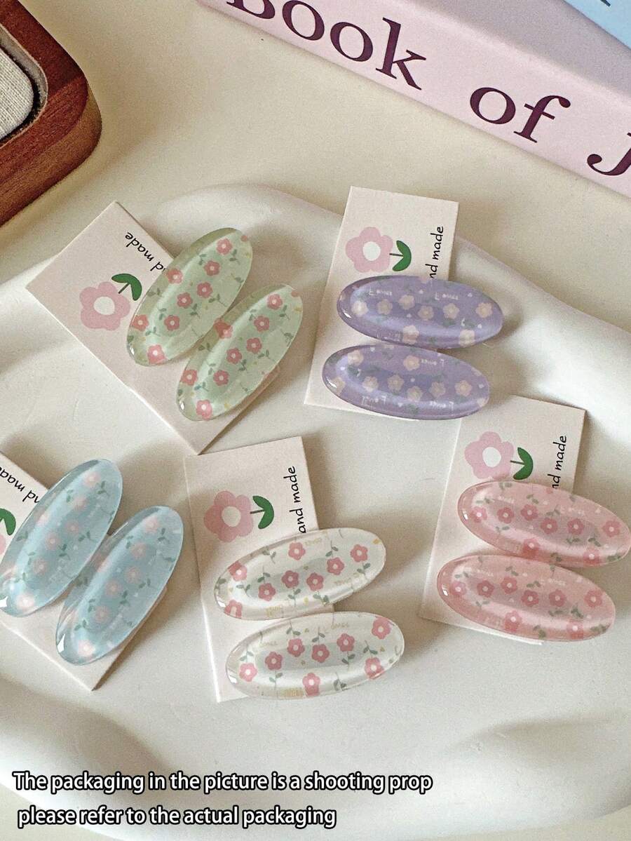 SHEIN طقم 10 قطع مشابك شعر بطبعات زهور صغيرة