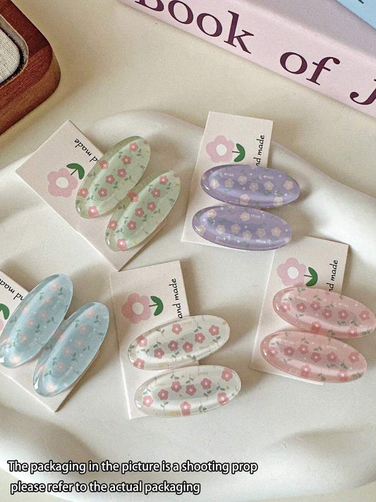 SHEIN طقم 10 قطع مشابك شعر بطبعات زهور صغيرة