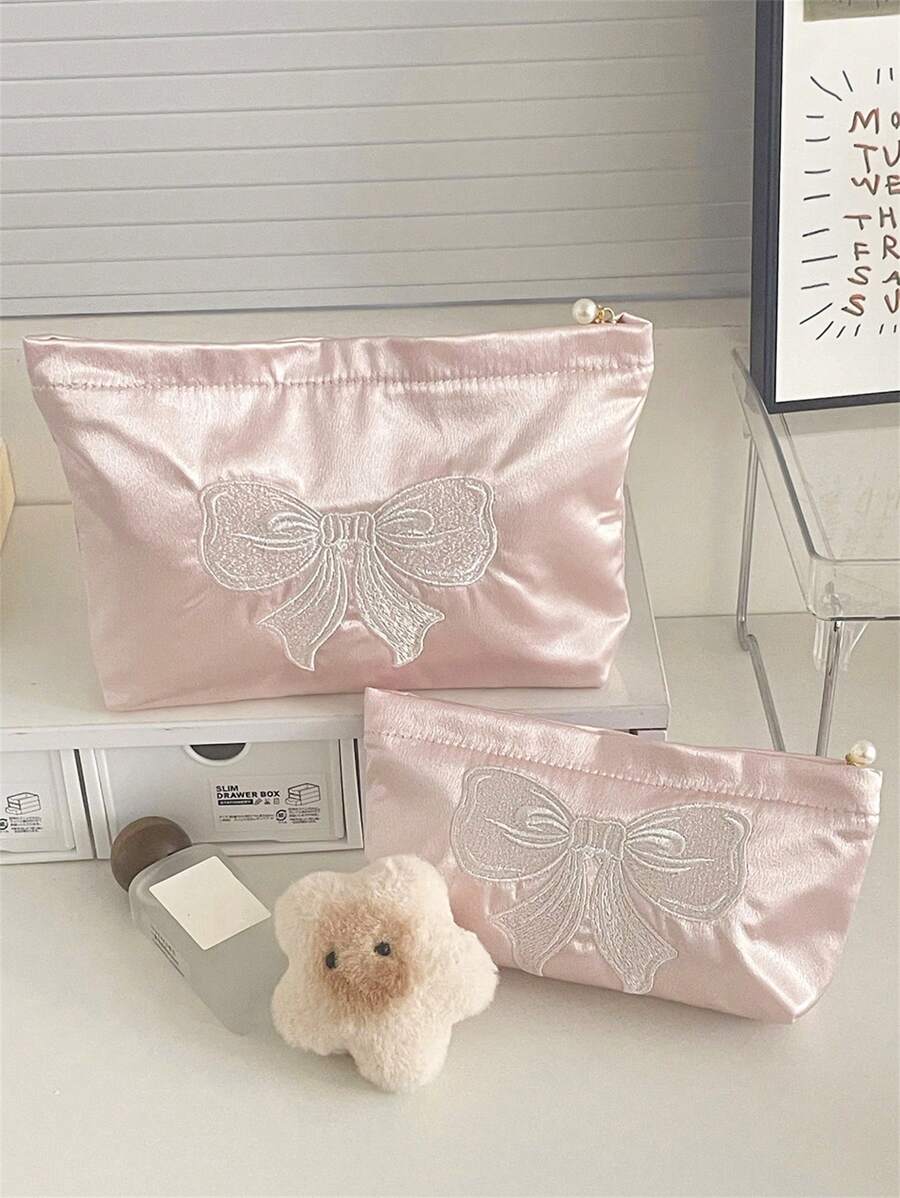 SHEIN حقيبة مكياج كورية وردية للتخزين