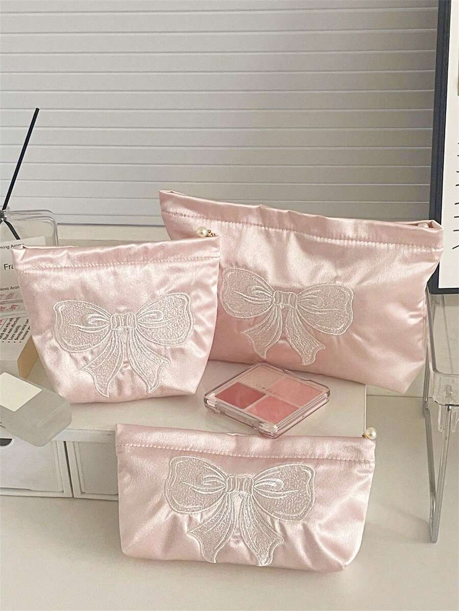 SHEIN حقيبة مكياج كورية وردية للتخزين