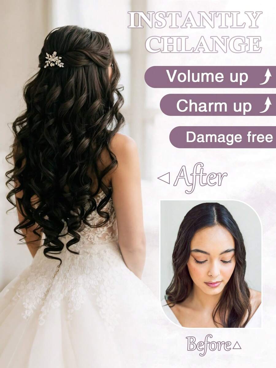 SHEIN طقم 4 قطع تمديدات شعر طبيعية 20 بوصة موجية من ألياف