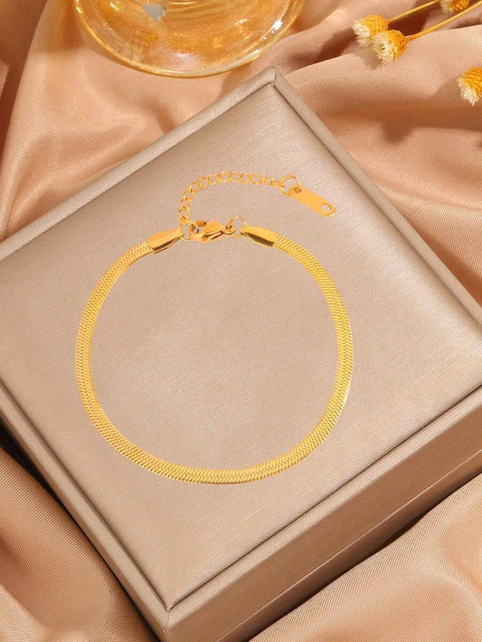 SHEIN سلسلة كاحل فولاذية ذهبية بشكل شفرة