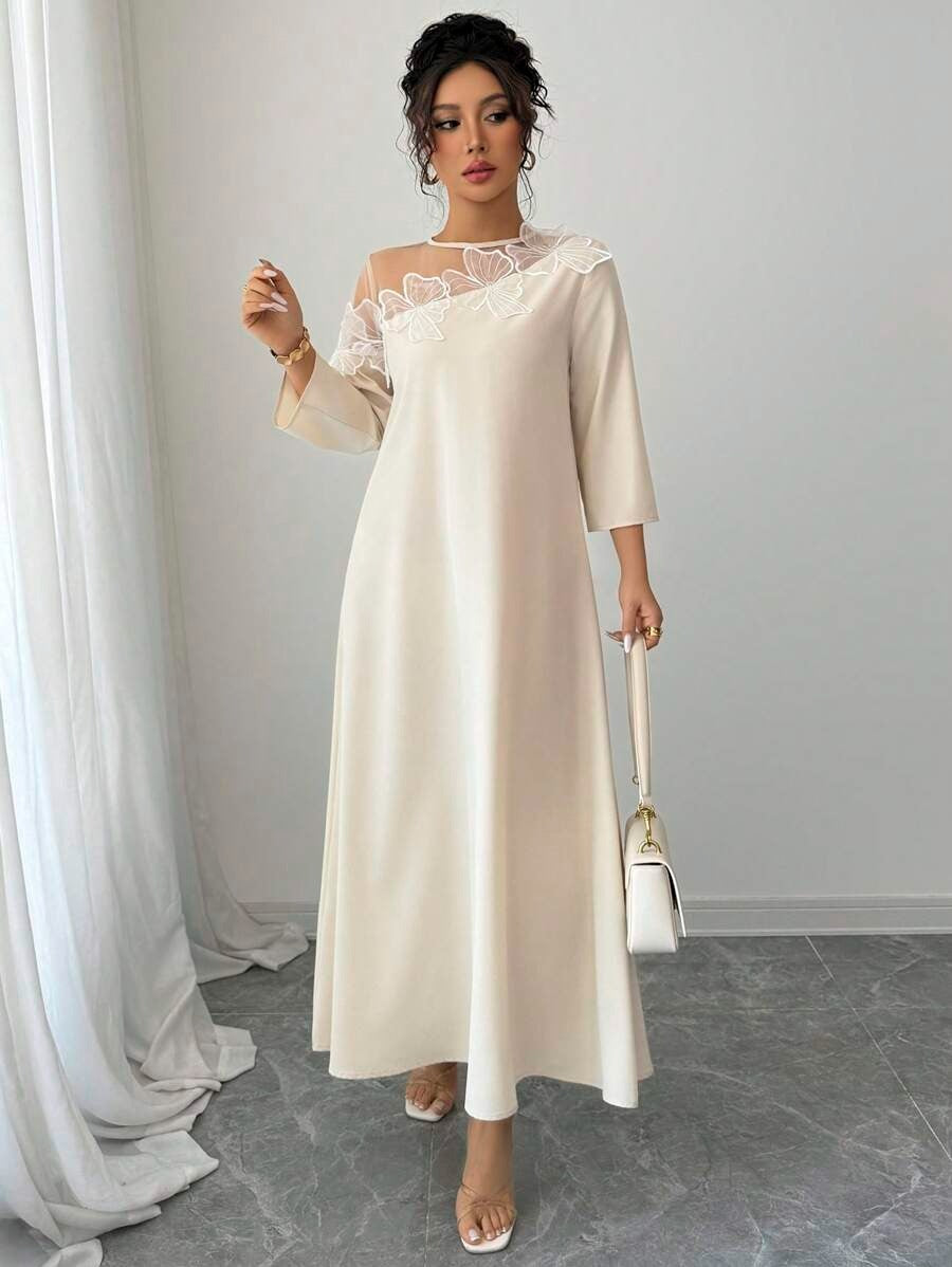 SHEIN Rafferiza فستان نسائي طويل بأكمام متوسطة