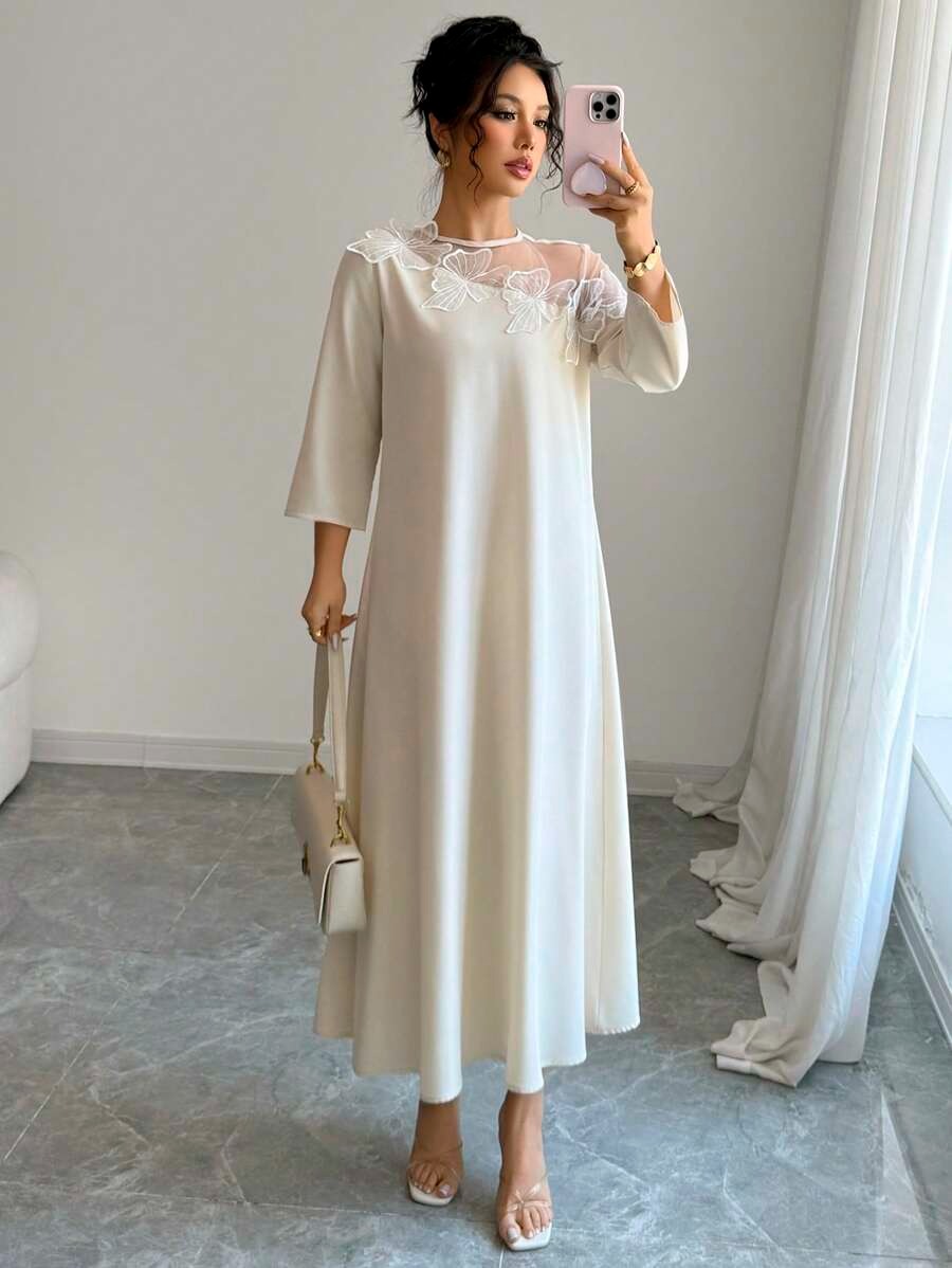 SHEIN Rafferiza فستان نسائي طويل بأكمام متوسطة