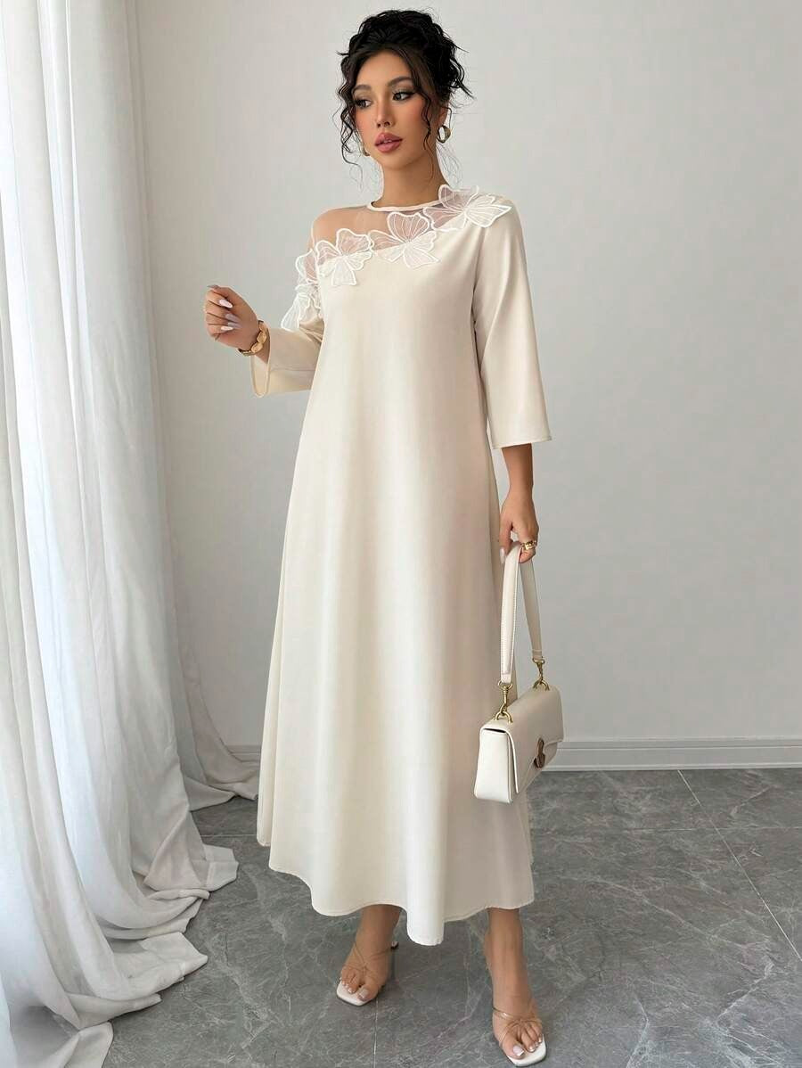 SHEIN Rafferiza فستان نسائي طويل بأكمام متوسطة