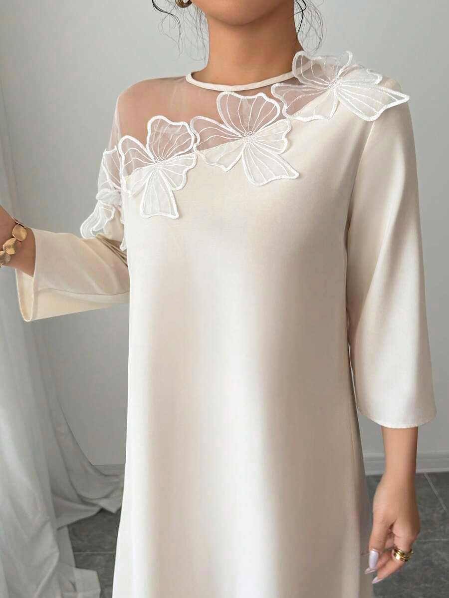 SHEIN Rafferiza فستان نسائي طويل بأكمام متوسطة