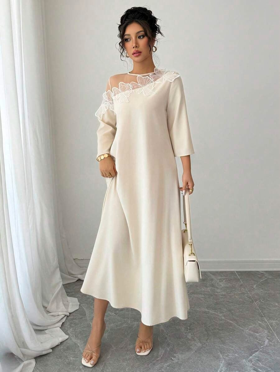 SHEIN Rafferiza فستان نسائي طويل بأكمام متوسطة