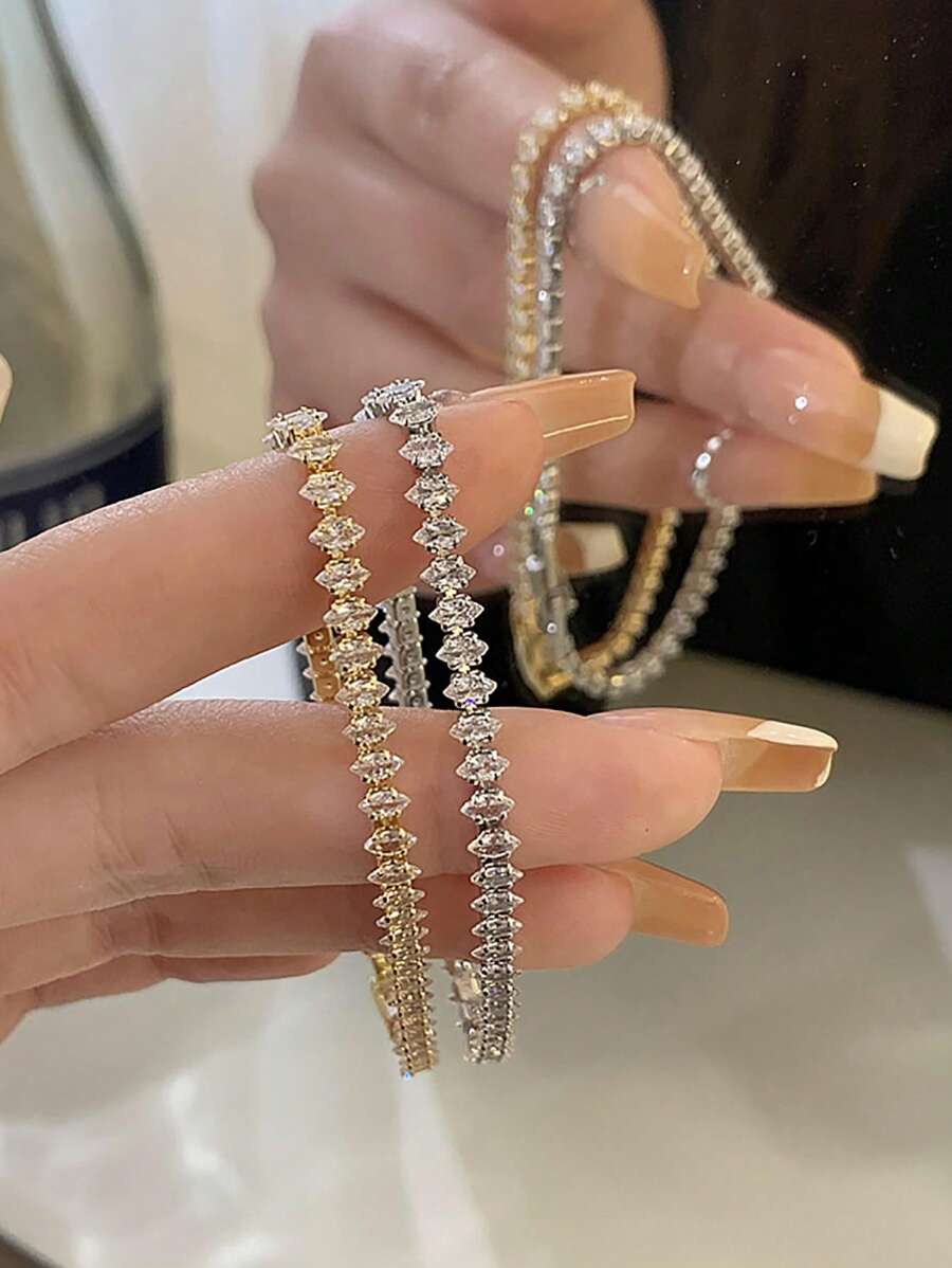 SHEIN سوار تنس كلاسيكي أنيق مرصع بماسة