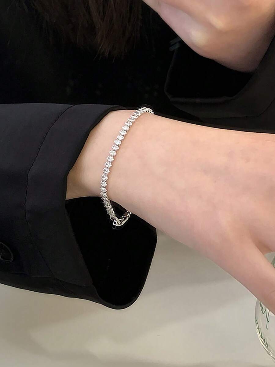 SHEIN سوار تنس كلاسيكي أنيق مرصع بماسة