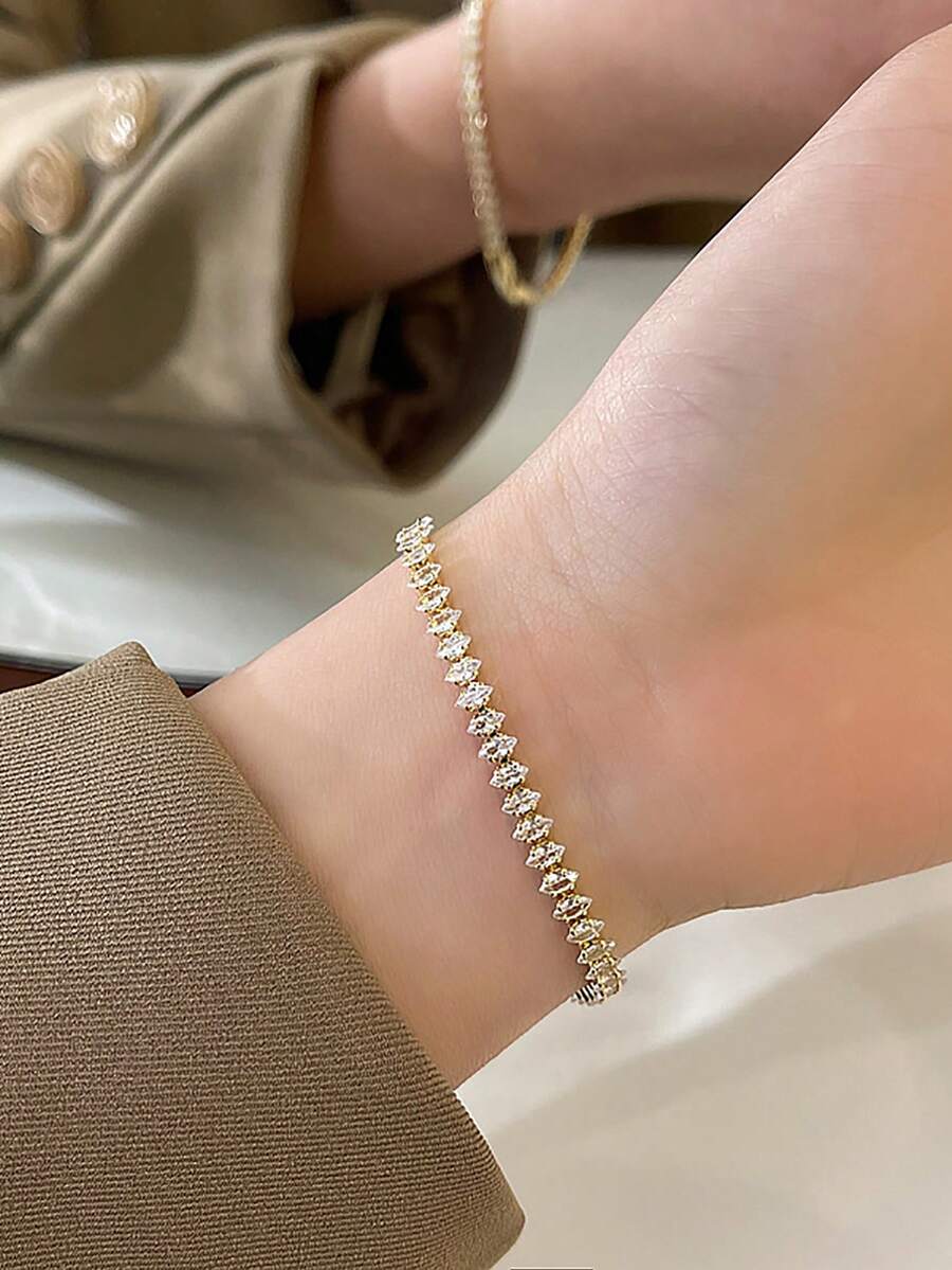 SHEIN سوار تنس كلاسيكي أنيق مرصع بماسة