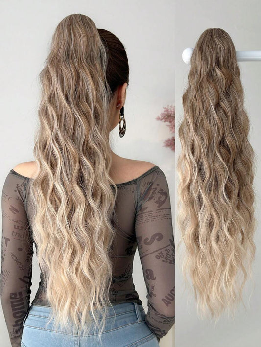 SHEIN ذيل حصان صناعي 26 بوصة بلون أومبير بني