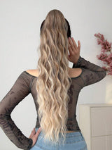 SHEIN ذيل حصان صناعي 26 بوصة بلون أومبير بني