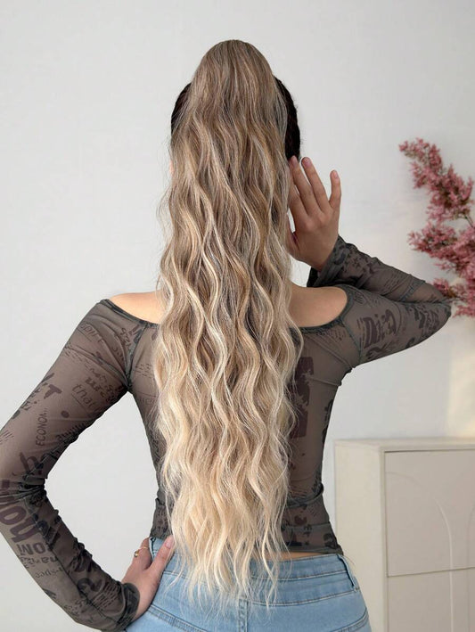 SHEIN ذيل حصان صناعي 26 بوصة بلون أومبير بني