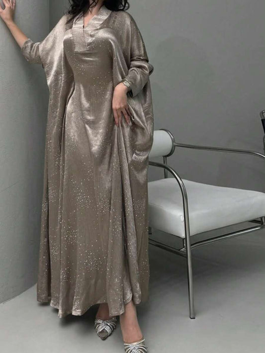 SHEIN عباية نسائية مزينة بالراين ستون مع رداء طويل للربيع