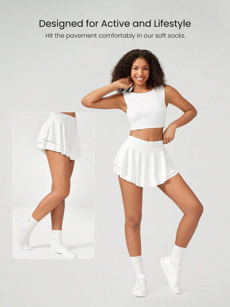 SHEIN GLOWMODE طقم 3 أزواج جوارب أنبوبية مضلعة