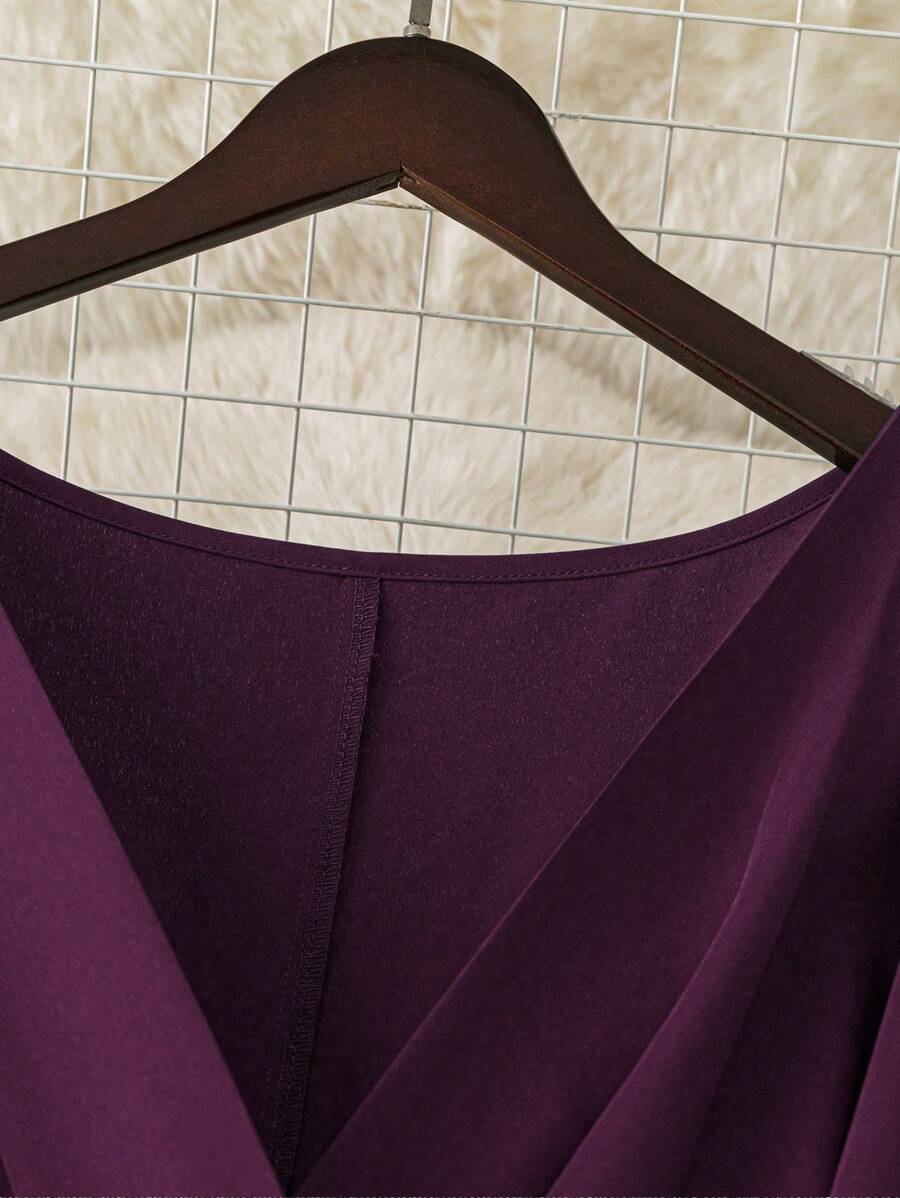 SHEIN DreamSkyne فستان للمقاسات الكبيرة بخصر مربوط بحزام بلون أرجواني