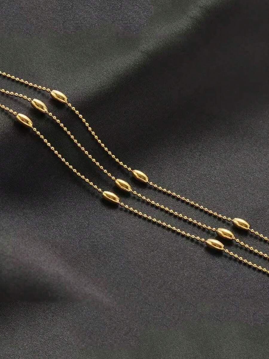 SHEIN قلادة بتصميم كوري ستانلس ستيل مطلية ذهب عيار 18 قيراط