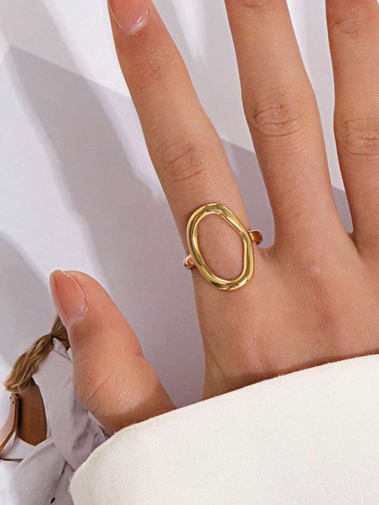 SHEIN خاتم ذهبي فينتاج من الفولاذ المقاوم للصدأ
