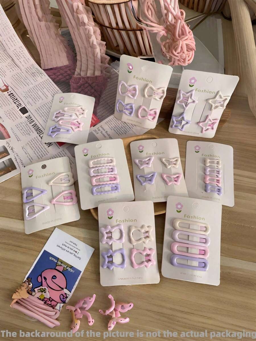 SHEIN مجموعة 40 مشبك شعر بشكل قلب ونجمة للسيدات